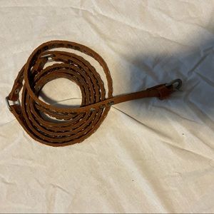 Multi wrap brown leather belt with metal detail.